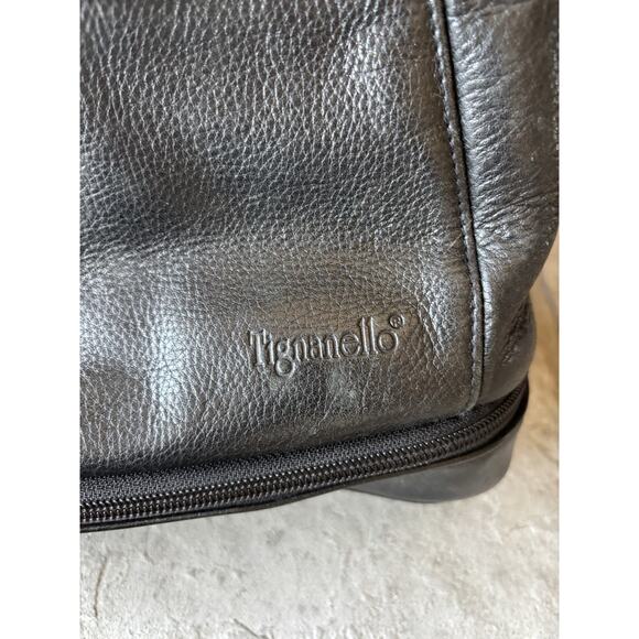 Tignanello Leather Sling Backpack Black Pocket Travel Minimal Festival - Picture 2 of 10